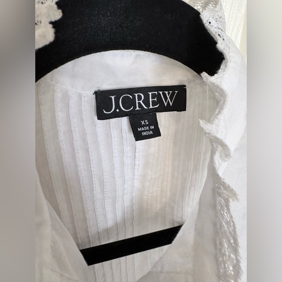 J.Crew Lace-Trim Cinched-Waist Cotton Voile Top – White – Size XS | Romantic - Picture 7 of 14